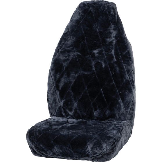 Sca Diamond Cut Sheepskin Seat Cover Charcoal Built In Headrest Size 60 Single Airbag Compatible Super Auto New Zealand - Short Back Bucket Seat Covers No Headrest