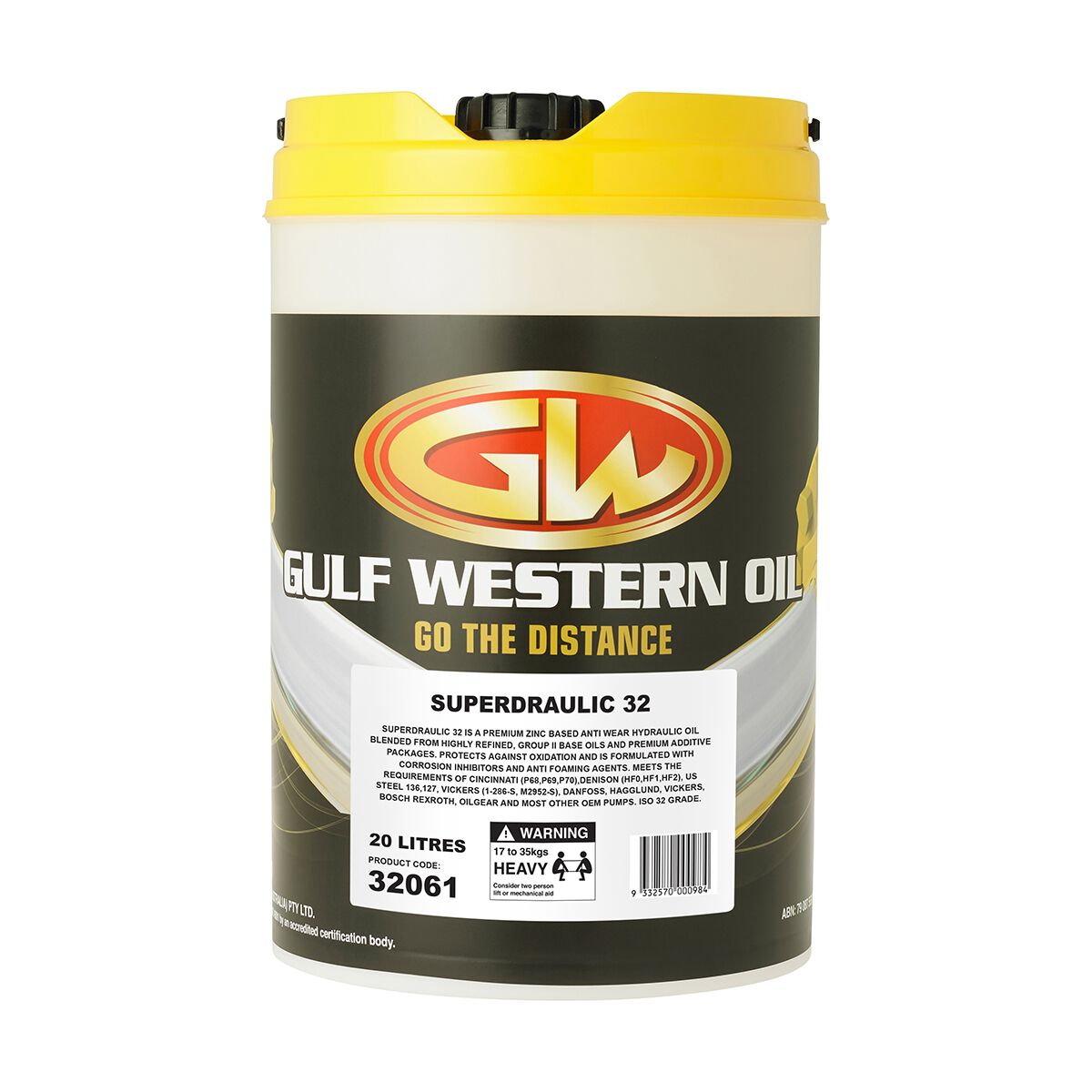 Gulf Western Superdraulic Hydraulic Oil - ISO 32, 20 Litre, , scanz_hi-res