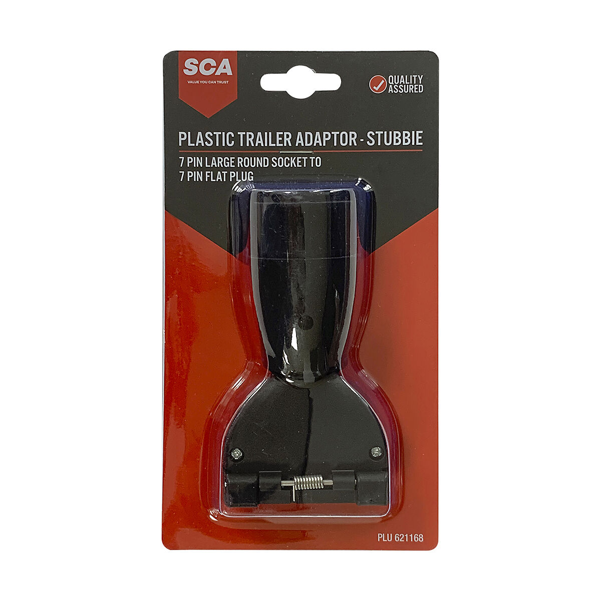 SCA Trailer Adaptor 7 Pin Large Round Socket To 7 Pin Flat Plug Stubbie, , scanz_hi-res