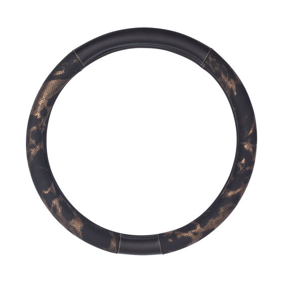 SCA Steering Wheel Cover Leather Look/PVC Black/Gold 380mm Diameter, , scanz_hi-res