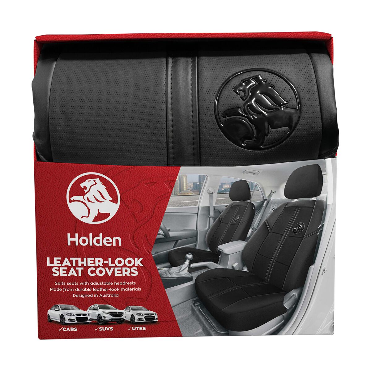 Holden 2-piece Redline Front Seat Covers - Black, , scanz_hi-res