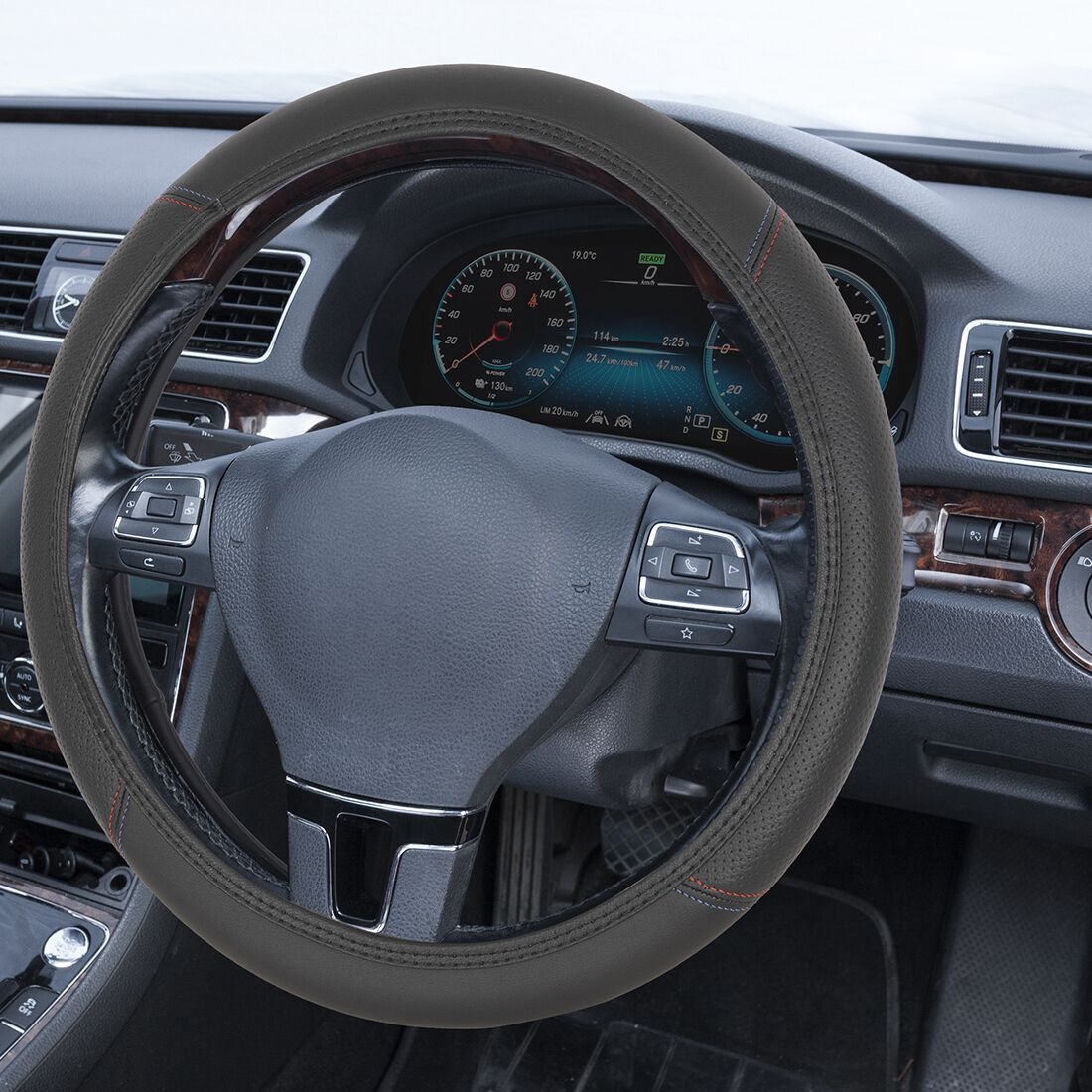 SCA Soft Steering Wheel Cover Leather Look Red/Blue, , scanz_hi-res