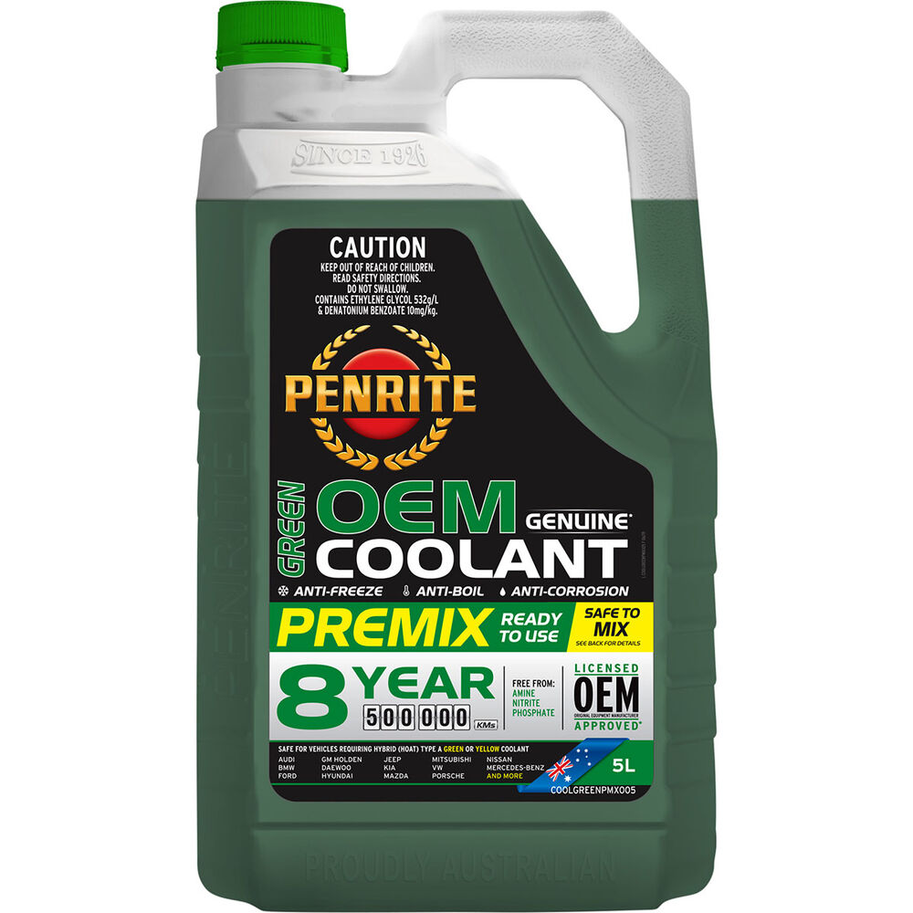 Penrite Green Long Life Anti Freeze / Anti Boil Premix Coolant 5L