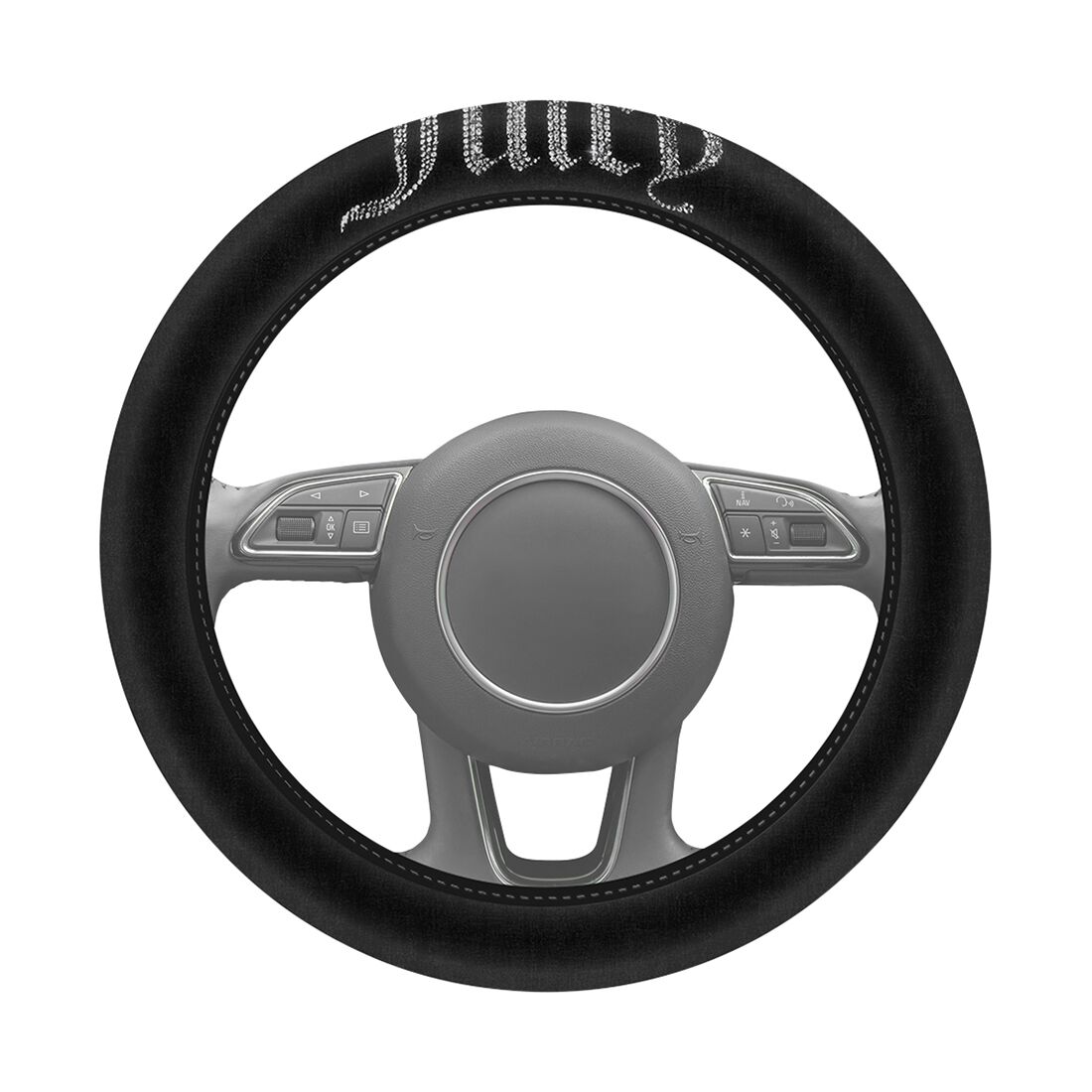 Juicy Couture Big Bling Steering Wheel Cover & Seat Belt Comforters Combo - Black, , scanz_hi-res