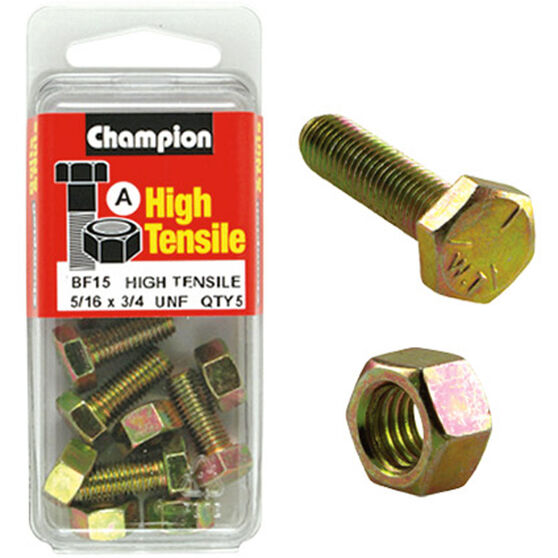 Champion High Tensile Bolts and Nuts BF15, 5/16"UNF x 3/4", , scanz_hi-res