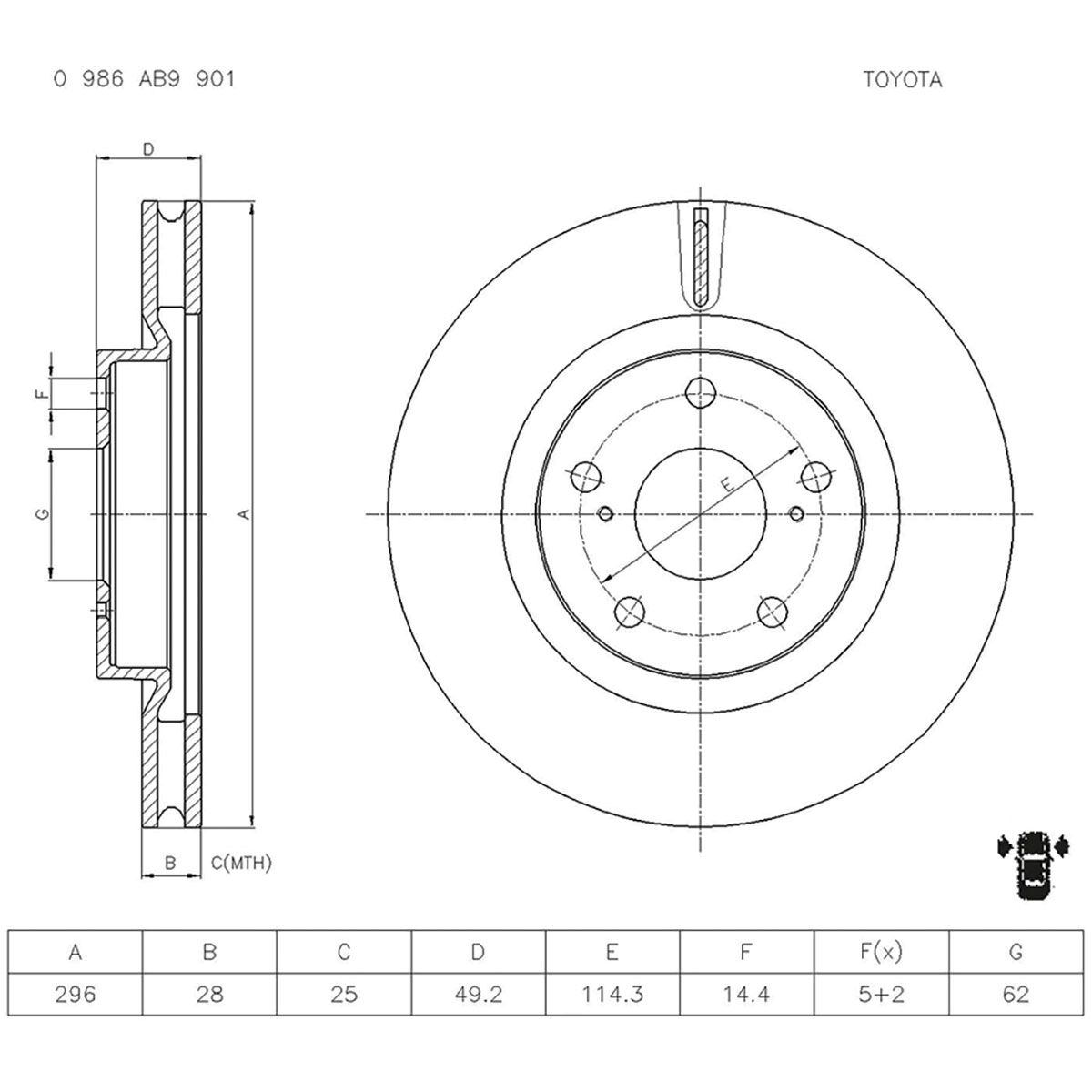 Bosch Disc Brake Rotor - Single, PBR2709, , scanz_hi-res