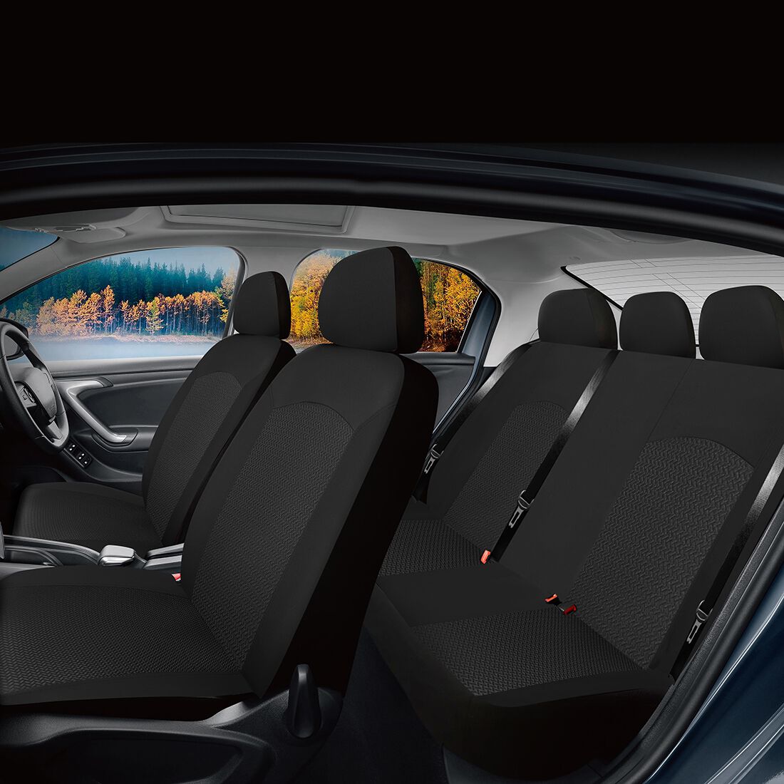 SCA Jacquard Seat Cover Pack Black Adjustable Headrests Airbag Compatible 30&06H SAB, , scanz_hi-res