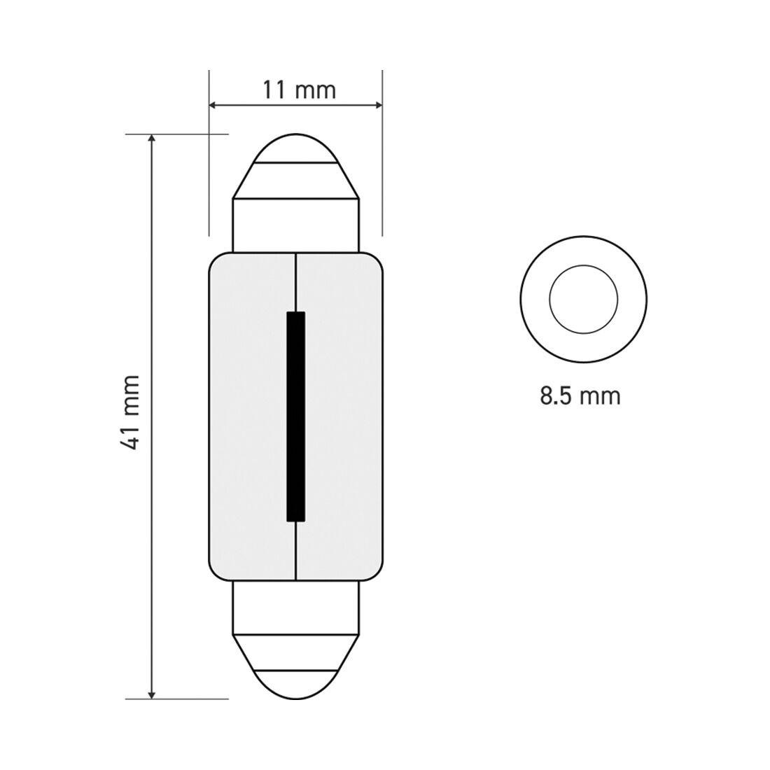 SCA Incandescent Globe - 11X41MM 12V 5W - 2 Pack, , scanz_hi-res