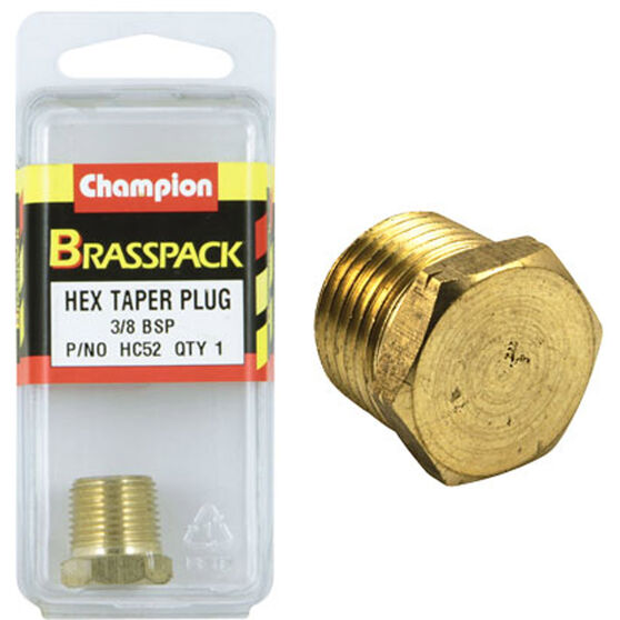 Champion Brass Pack Hex Taper Plug HC52, 3/8", , scanz_hi-res