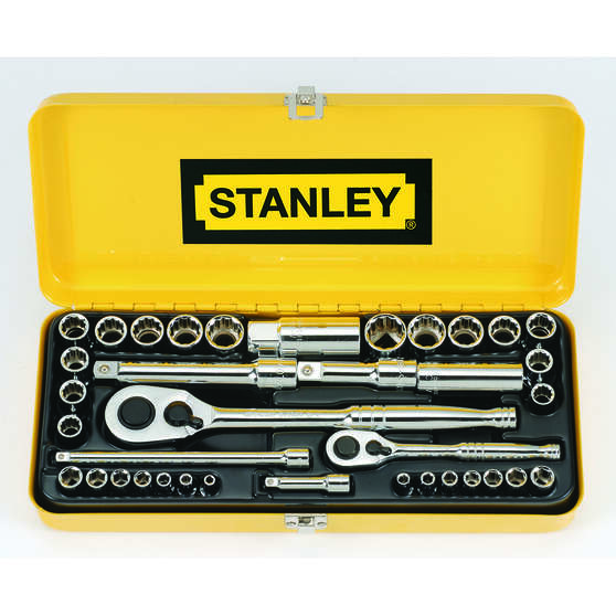 Stanley Socket Set 1/4" & 1/2" Drive Metric/SAE 37 Piece, , scanz_hi-res
