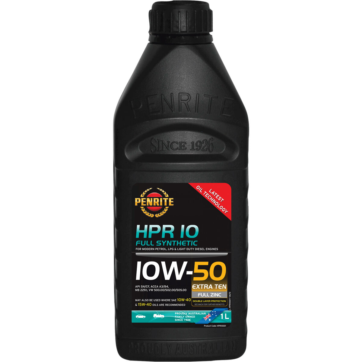 Penrite HPR 10 Engine Oil - 10W-50, 1 Litre, , scanz_hi-res