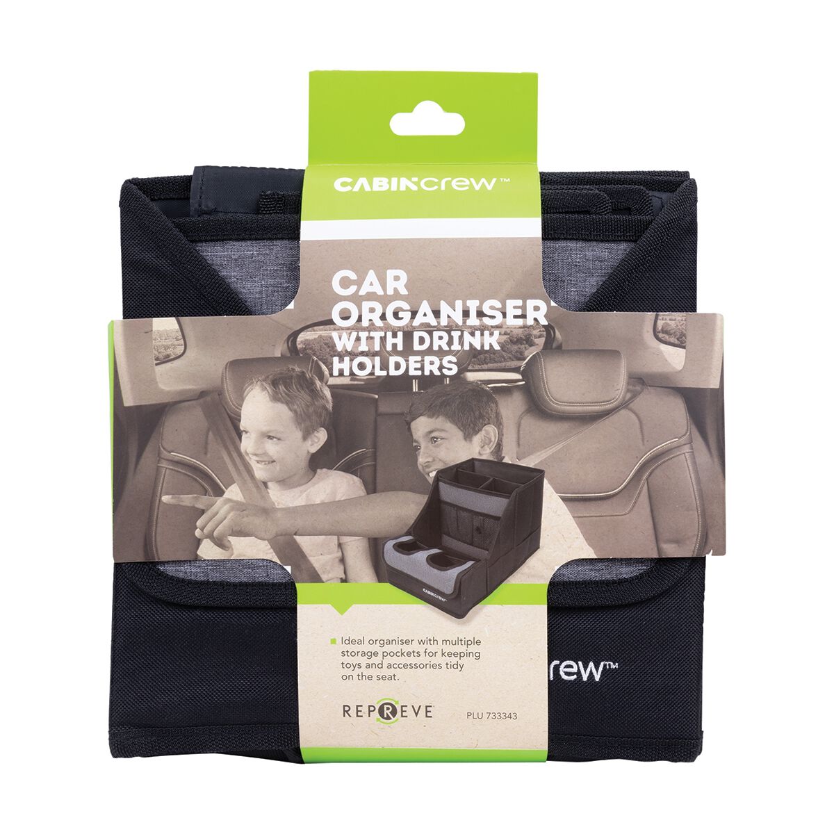 Cabin Crew Kids Repreve BackSeat Organiser Black/Grey, , scanz_hi-res