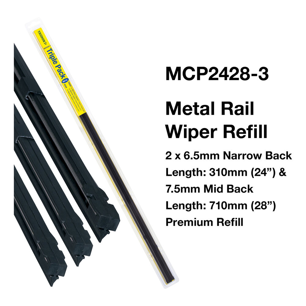 Tridon Wiper Refills Metal Rail Combo Suits 6.5mm & 7.5mm, MCP24283