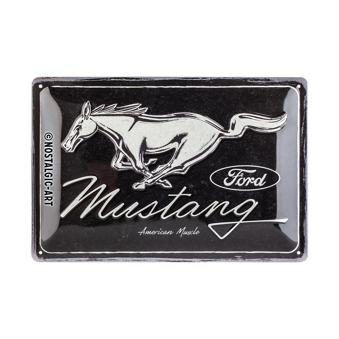 Nostalgic-Art Tin Sign 20x30cm Ford Mustang Horse Logo Black, , scanz_hi-res