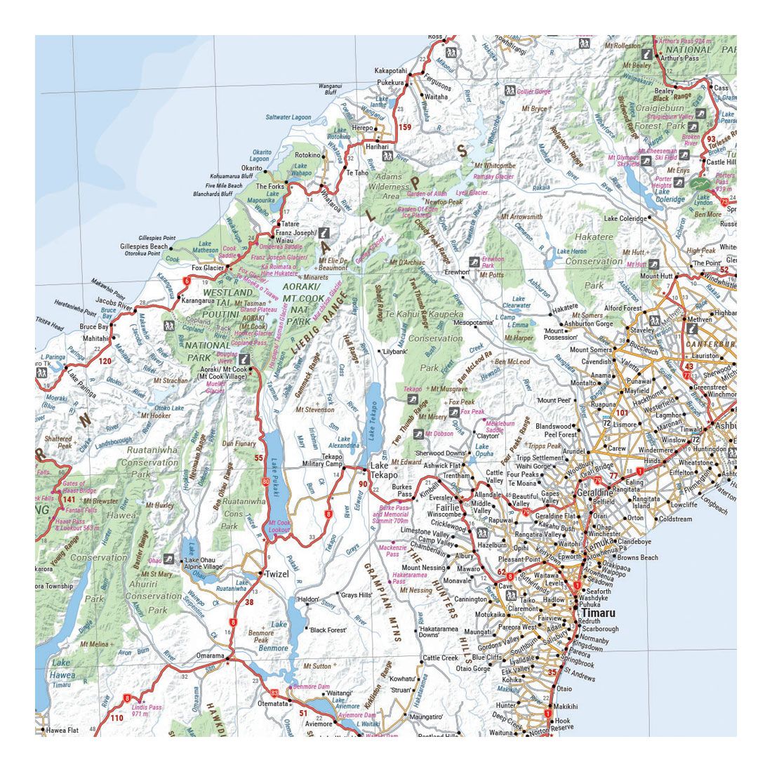 HEMA Map NZ South Island Te Waipounamu 8th Ed, , scanz_hi-res