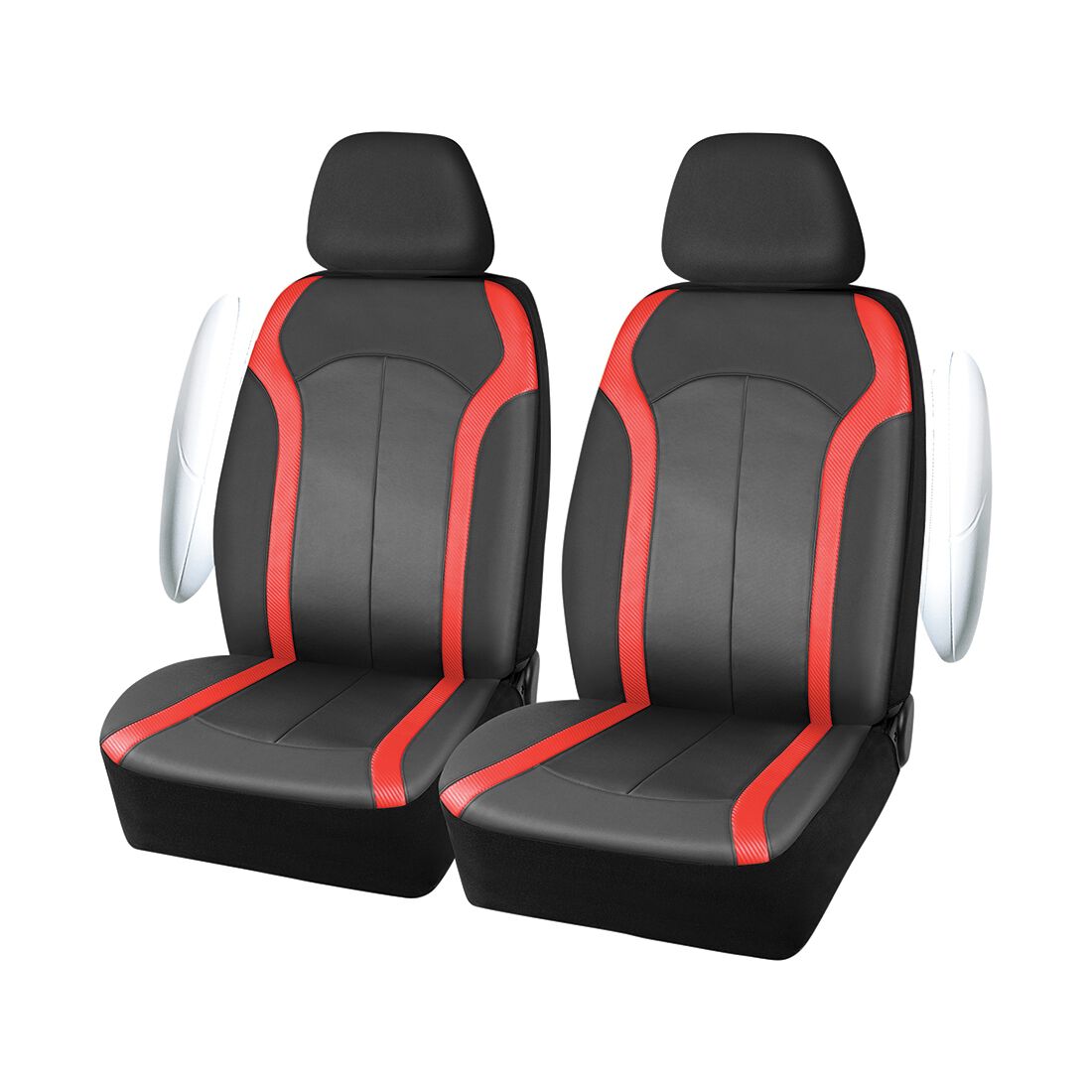 SCA Seat Cover Sports Black & Red Leather Look, Adjustable Headrests, Airbag Compatible, Size 30A, , scanz_hi-res