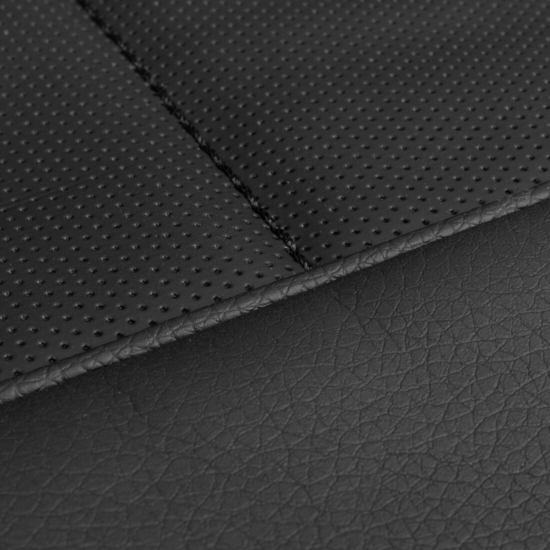 SCA Leather Look Seat Covers Black Adjustable Headrests Rear Bench 06H, , scanz_hi-res