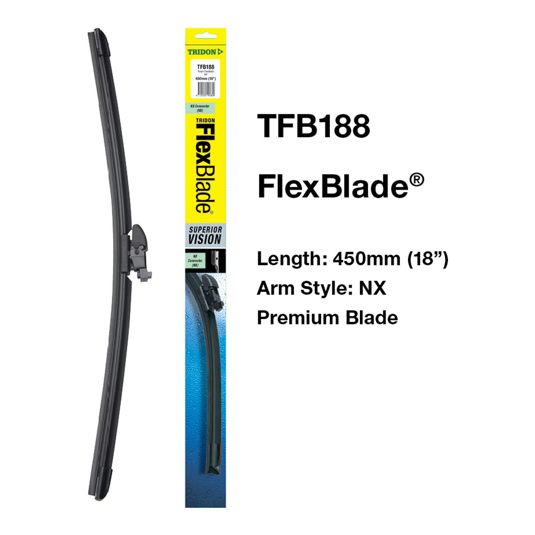 Tridon FlexBlade Wiper 450mm (18") Single - TFB188, , scanz_hi-res
