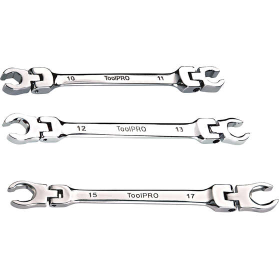 ToolPRO Spanner Set - Flare Nut, Flex Head, 3 Piece, Metric, , scanz_hi-res