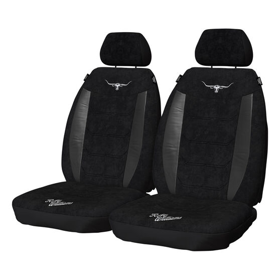 r m williams suede velour seat covers black adjustable headrests size 30 front pair airbag compatible supercheap auto new zealand
