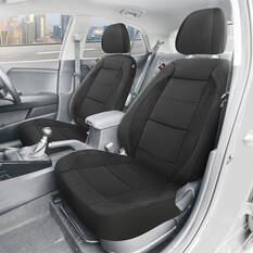 Dickies Premium Leather Look & Suede Seat Covers Black Adjustable Headrests Airbag Compatible, , scanz_hi-res
