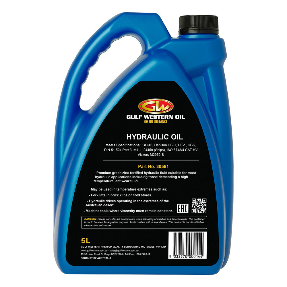 Gulf Western Superdraulic Hi Temp Hydraulic Oil ISO 46 5 Litre
