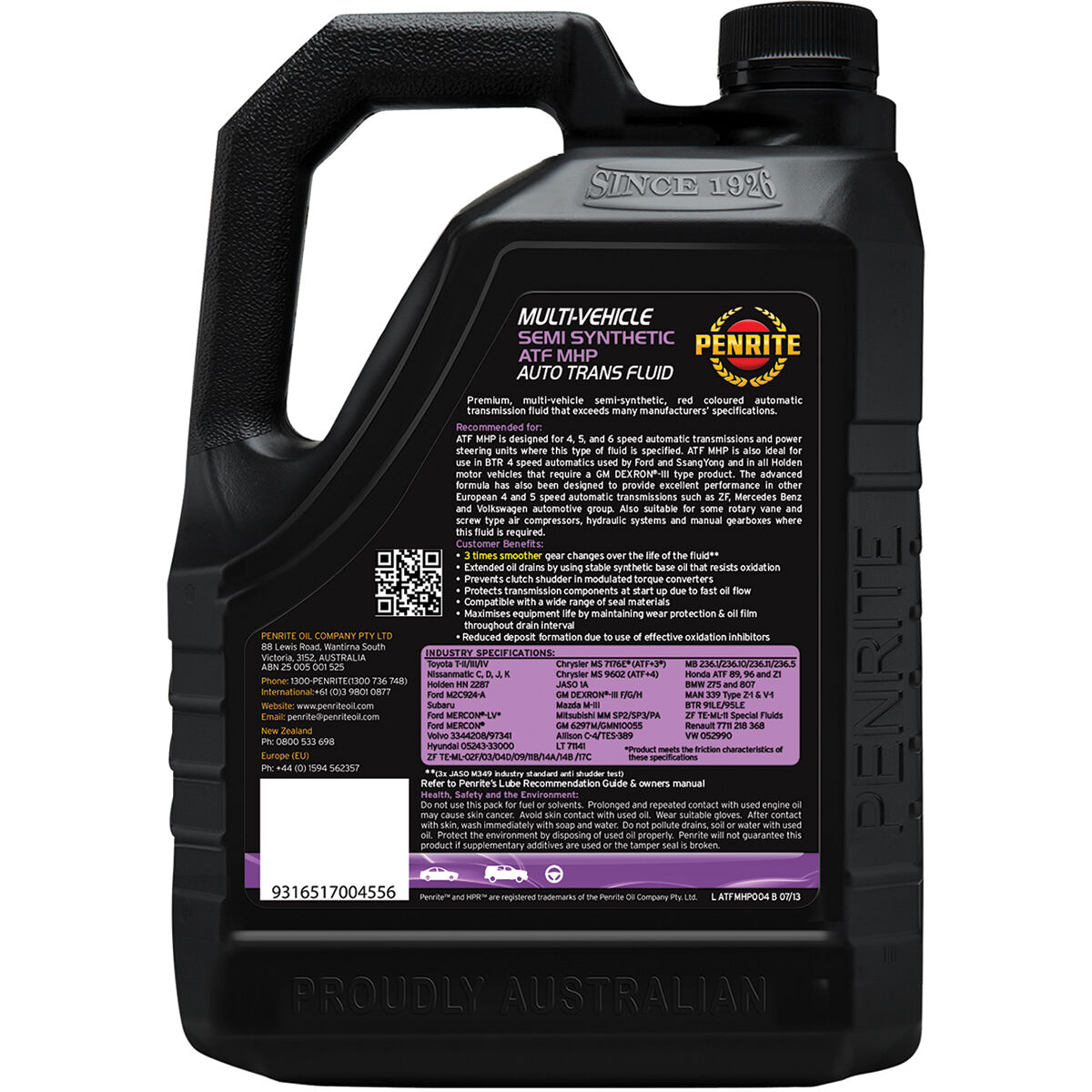 Penrite Automatic Transmission Fluid - Semi-Synthetic, MHP, 4 Litre, , scanz_hi-res