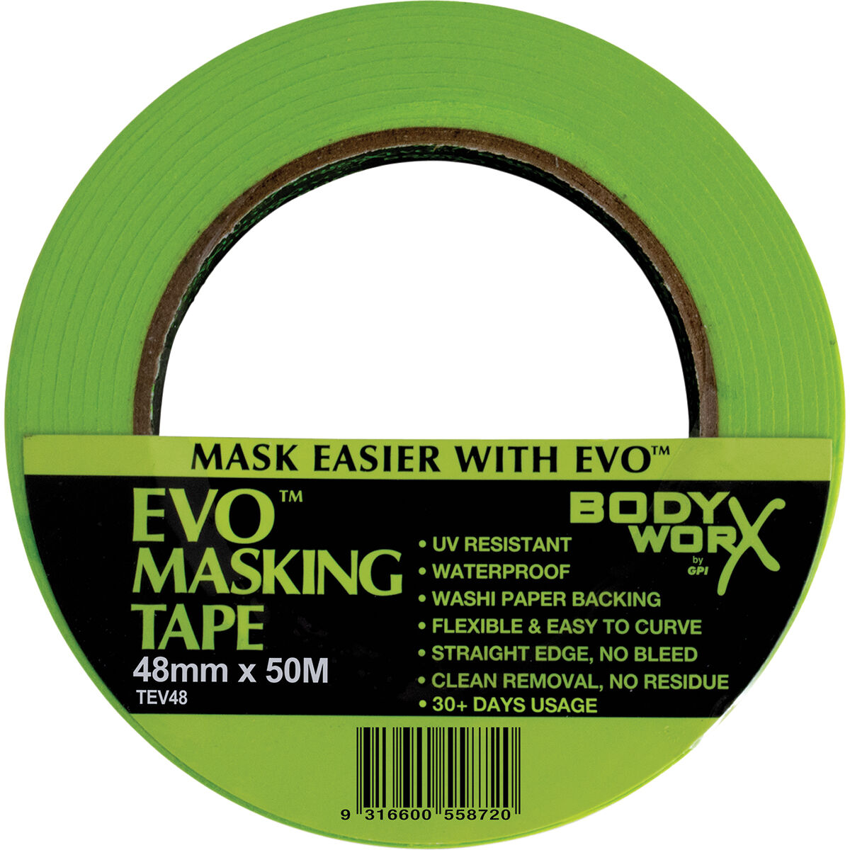 Bodyworx EVO Masking Tape - 48mm x 50m, , scanz_hi-res