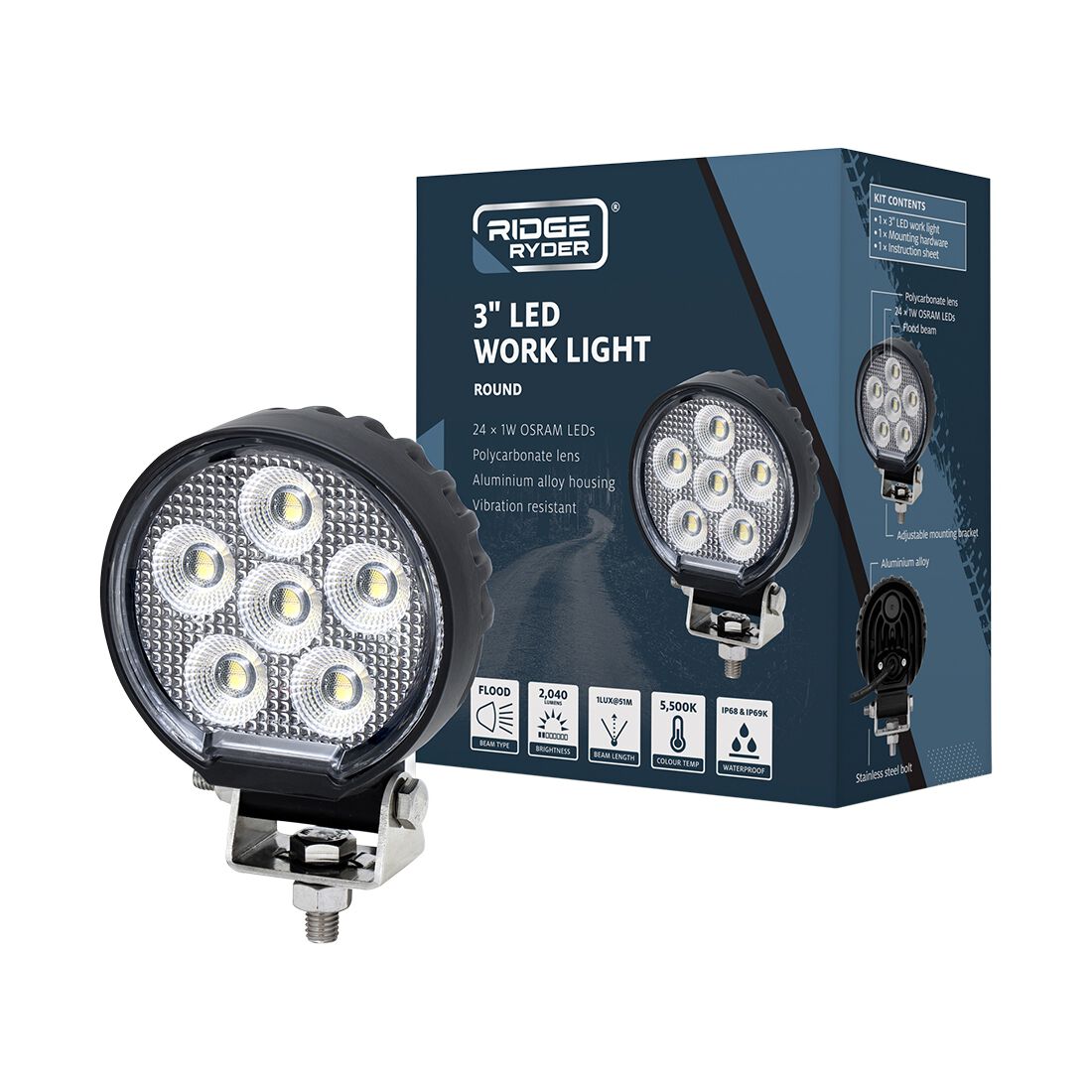 Ridge Ryder LED Work Lamp - 3" Round, , scanz_hi-res