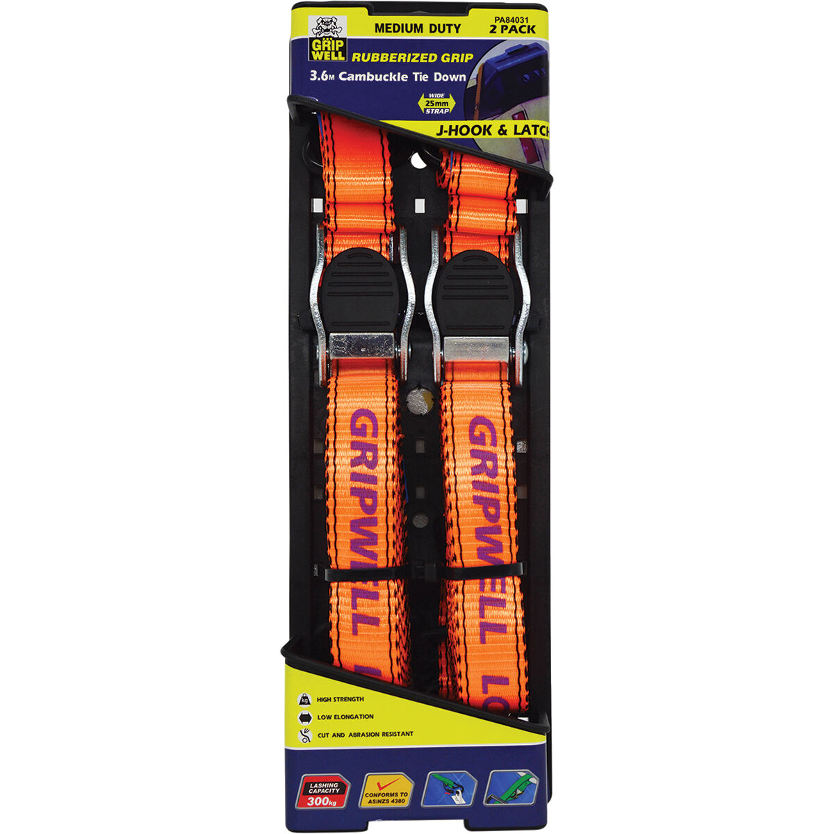 Gripwell Cambuckle Tie Down 3.6m, 300kg, , scanz_hi-res