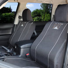 CAT Poly Canvas Seat Covers Black/Grey Adjustable Headrests Size 30 Front Pair Airbag Compatible, , scanz_hi-res