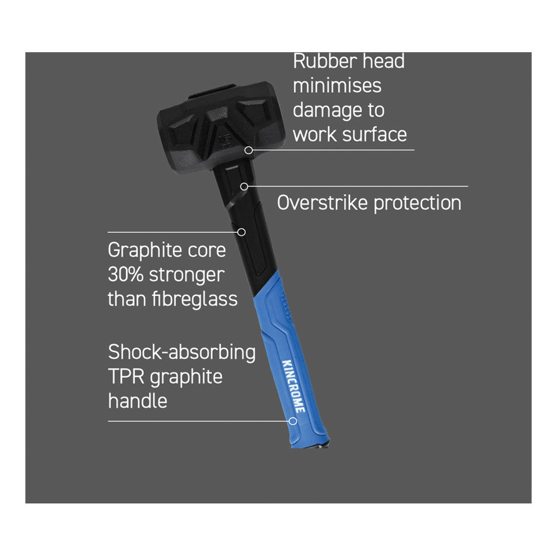 Kincrome Rubber Mallet Graphite 24oz, , scanz_hi-res