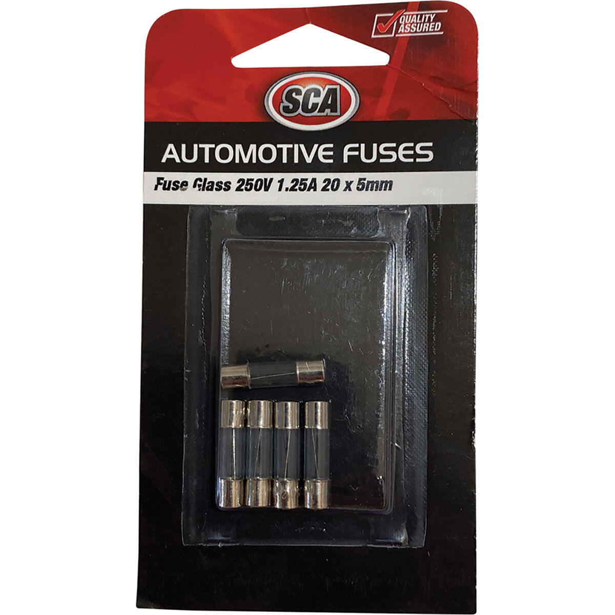 SCA Automotive Fuses - Glass 250V 1.25 Amp, 5 piece - GF125-3, , scanz_hi-res