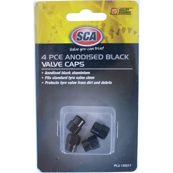 SCA Valve Caps - Anodized Black, 4 Piece, , scanz_hi-res