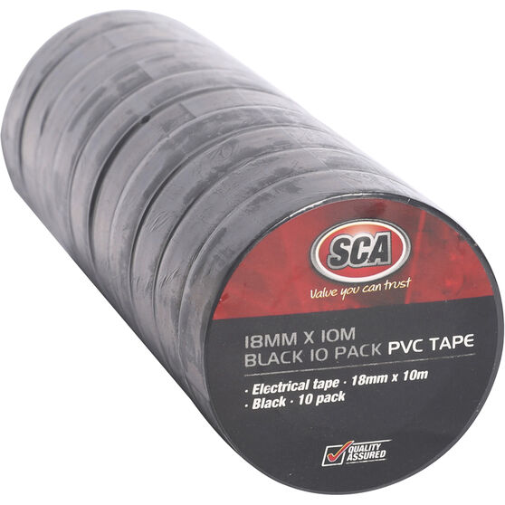 SCA PVC Electrical Tape - Black, 18mm x 10m, 10 Pack, , scanz_hi-res