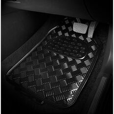 SCA Checkerplate Car Floor Mats PVC Black Set of 4, , scanz_hi-res