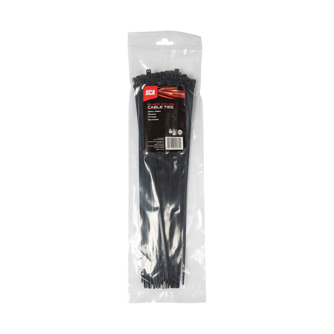 SCA Cable Ties 4.8mm X 370mm, Pack of 100, Black, , scanz_hi-res