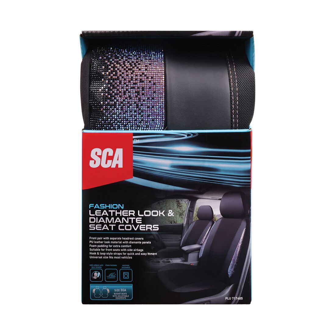 SCA Ombre Bling Leather Look Front Seat Covers, , scanz_hi-res