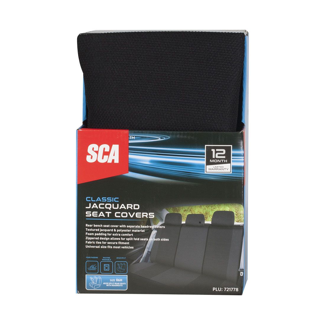 SCA Jacquard Seat Covers Black, Rear, Airbag Compatible, Size 06H, , scanz_hi-res
