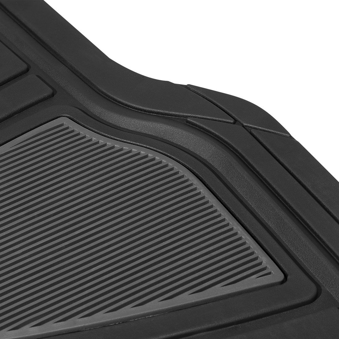 SCA Car Floor Mats PVC Rubber Two-tone Trim Black Set of 4, , scanz_hi-res