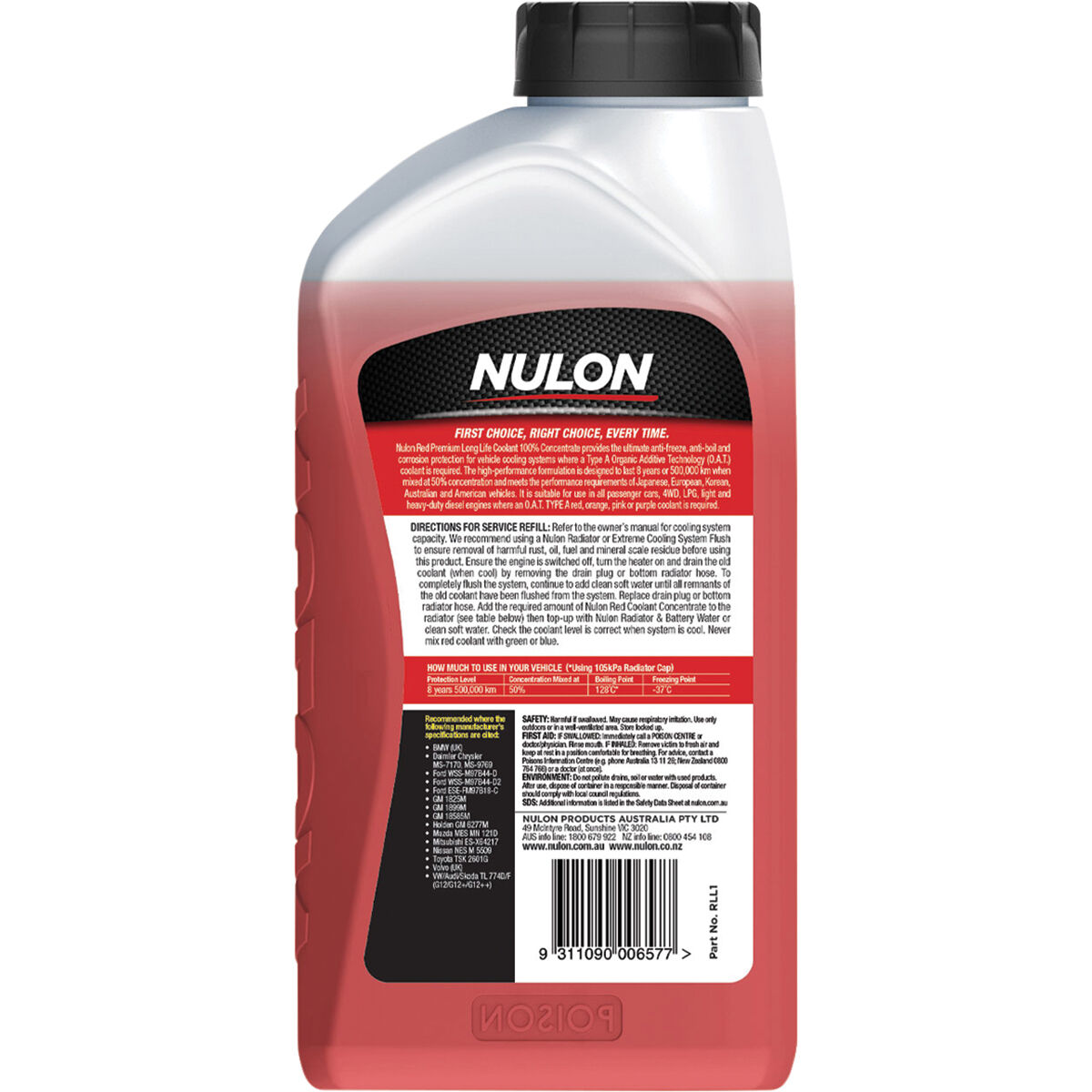 Nulon Red Anti-Freeze / Anti-Boil Concentrate Coolant - 1 Litre, , scanz_hi-res