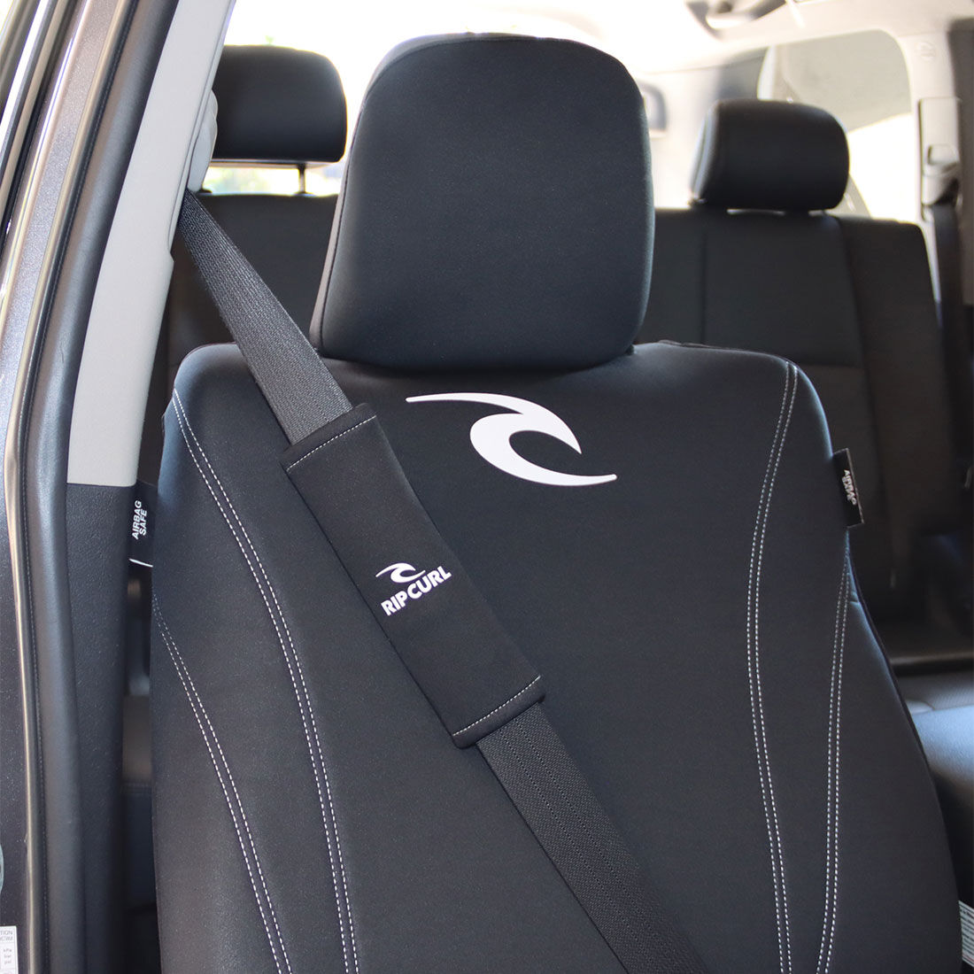 Rip Curl Logo Neoprene Steering Wheel Cover & Seat Belt Buddie Set White/Black, , scanz_hi-res
