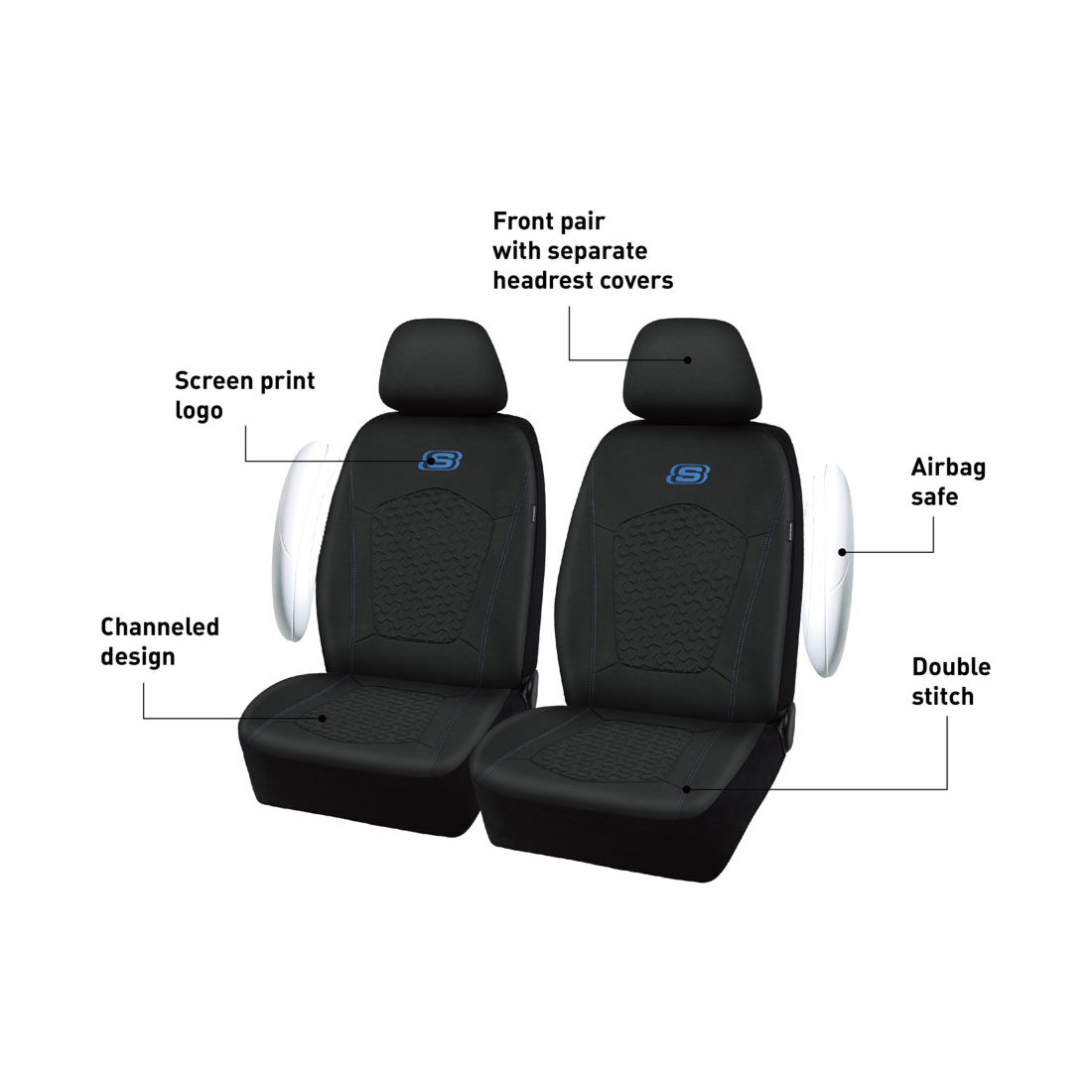 FH Group FB070102 Sports Seat Covers (Black) Front Set with Gift 並行輸入品