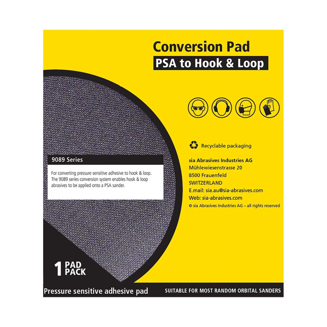 SIA Abrasives 125mm Conversion Pad, PSA To Hook & Loop, 9089 Series, , scanz_hi-res