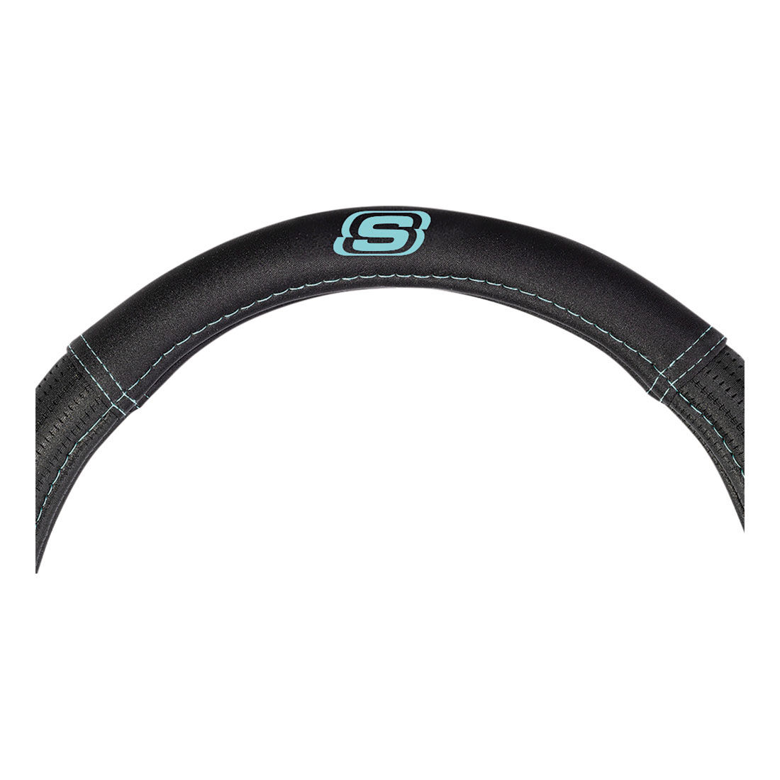 Skechers Air Cooled Memory Foam Steering Wheel Cover Black/Aqua 380mm diameter, , scanz_hi-res