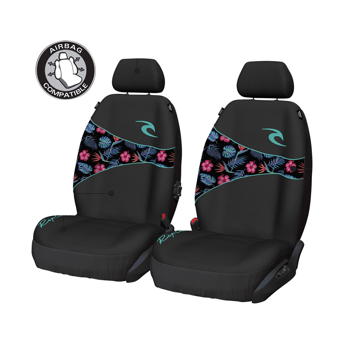 Rip Curl Tropical Floral Micro Mesh Seat Covers Adjustable Headrests Airbag Compatible, , scanz_hi-res