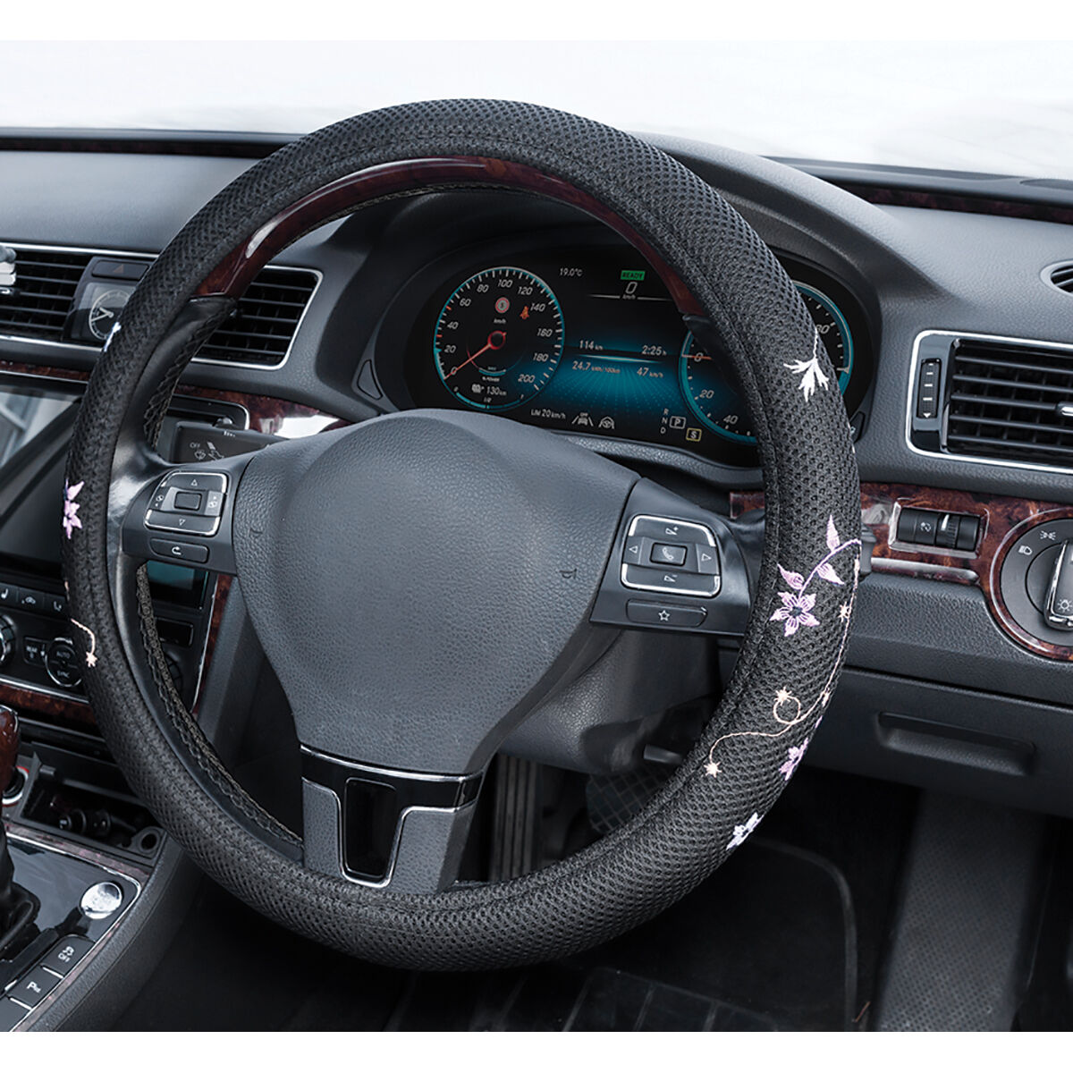 SCA Steering Wheel Cover - Blossom Mesh, Black/Orange/Purple, 380mm diameter, , scanz_hi-res