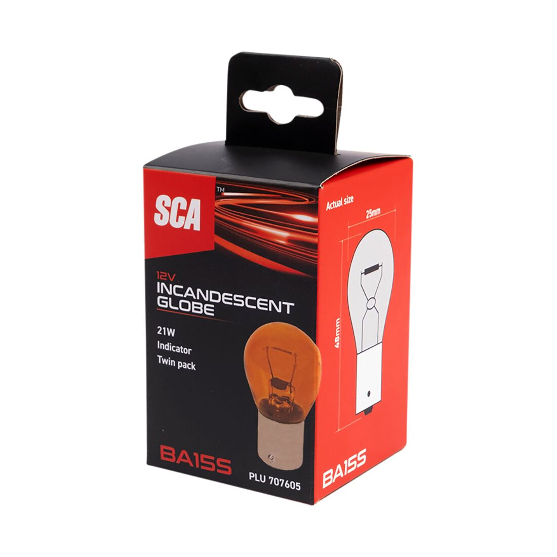 SCA Incandescent Globe - PY21W 12V 21W - 2 Pack, , scanz_hi-res