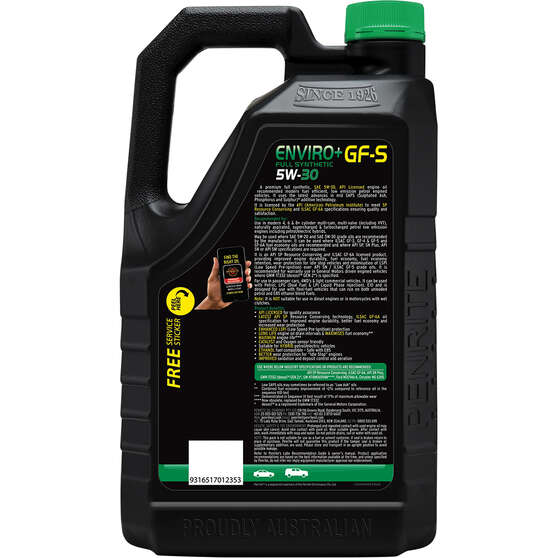 Penrite Enviro+ GF-S Engine Oil - 5W-30 5 Litre, , scanz_hi-res