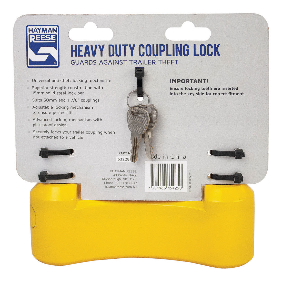 Hayman Reese Heavy Duty Trailer Coupling Lock, , scanz_hi-res
